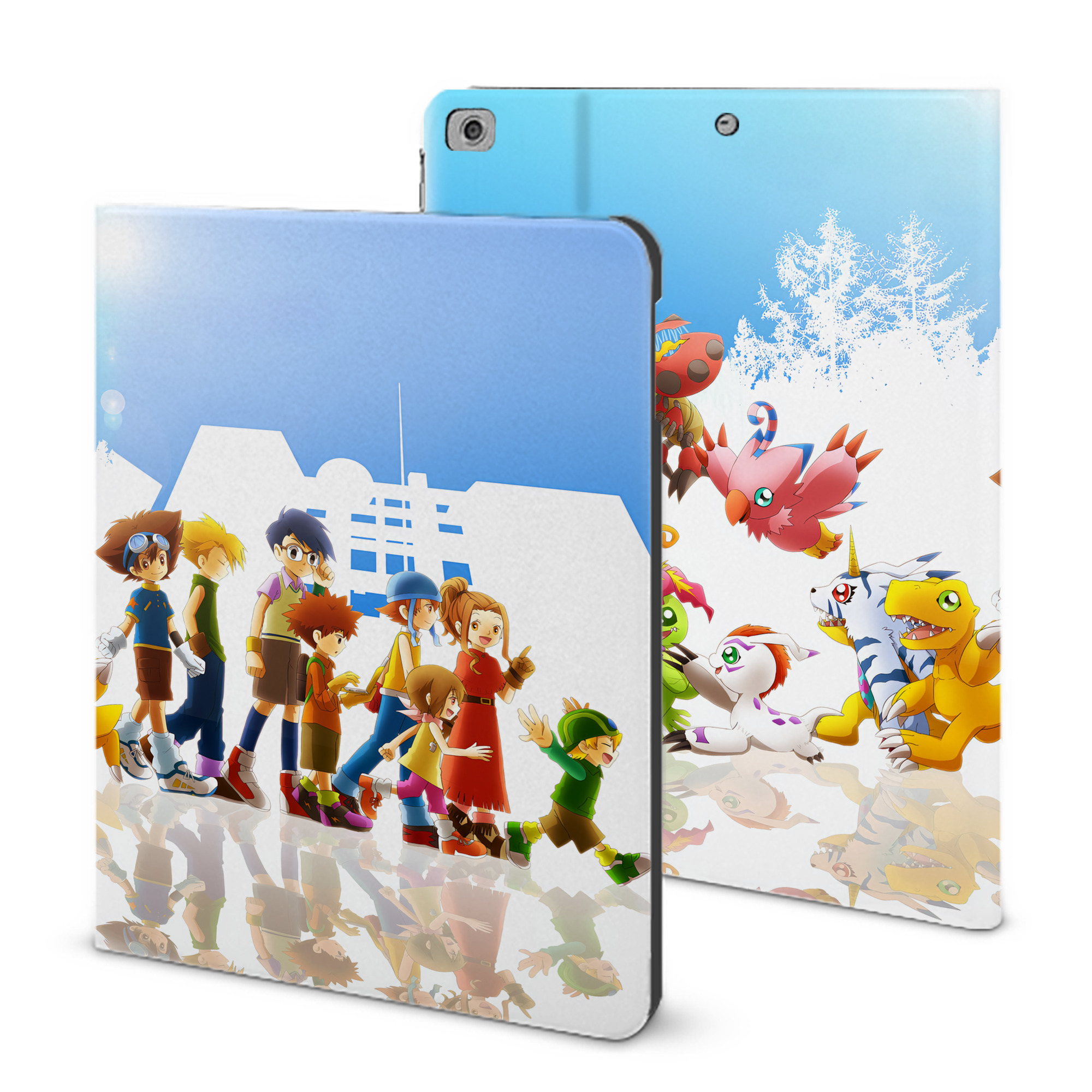 （画像用） Digimon デジタルモンスター/デジモン IPad ケース ブック型 PUレザー TPU 耐衝撃 軽量 薄型 ペン収納なし 全面保護 IPad 各モデル対応